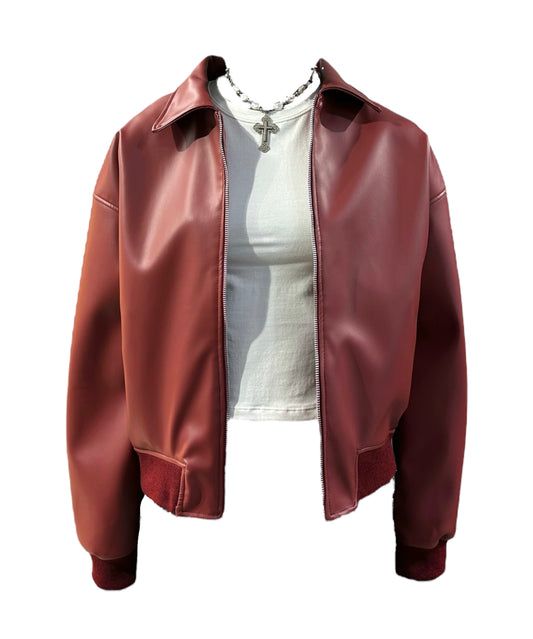 HAILEY LEATHER CHERRY JACKET