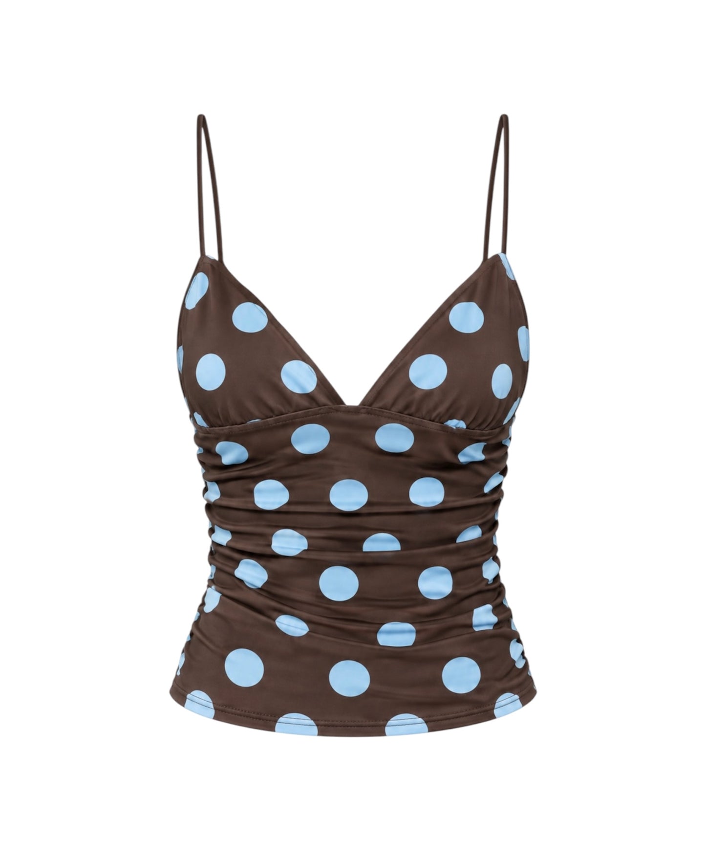 BROWN POLKA DOTS MESH TOP