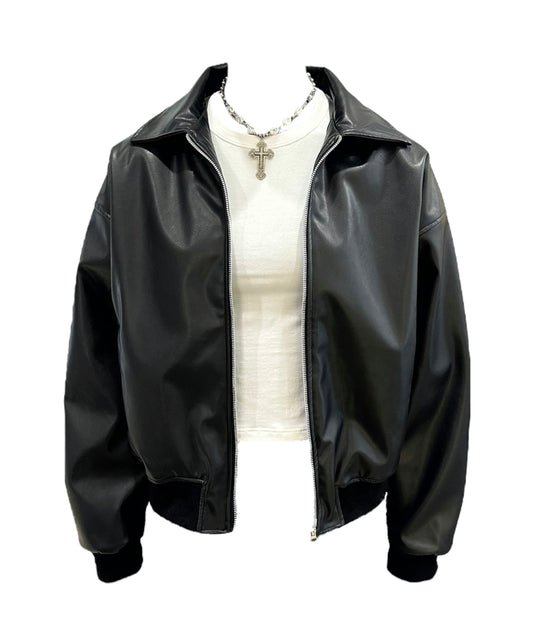 HAILEY LEATHER BLACK JACKET