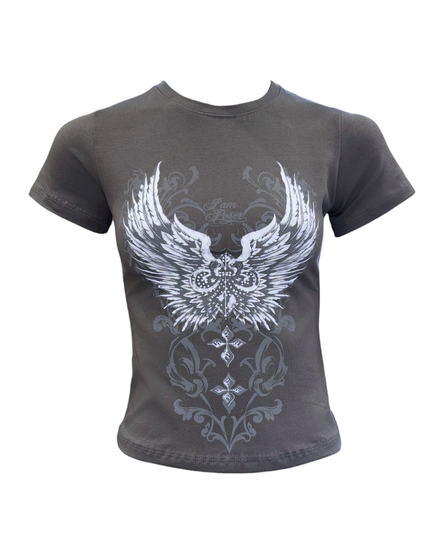 WINGS GREY BABY TEE