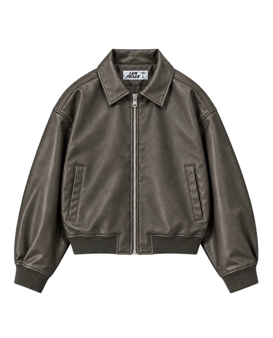 HAILEY LEATHER GREY JACKET
