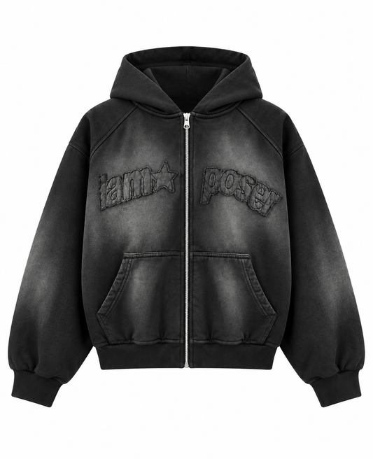 ACID GREY ZIP HOODIE