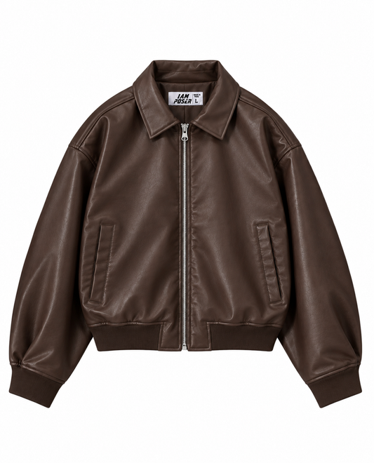 HAILEY LEATHER BROWN JACKET