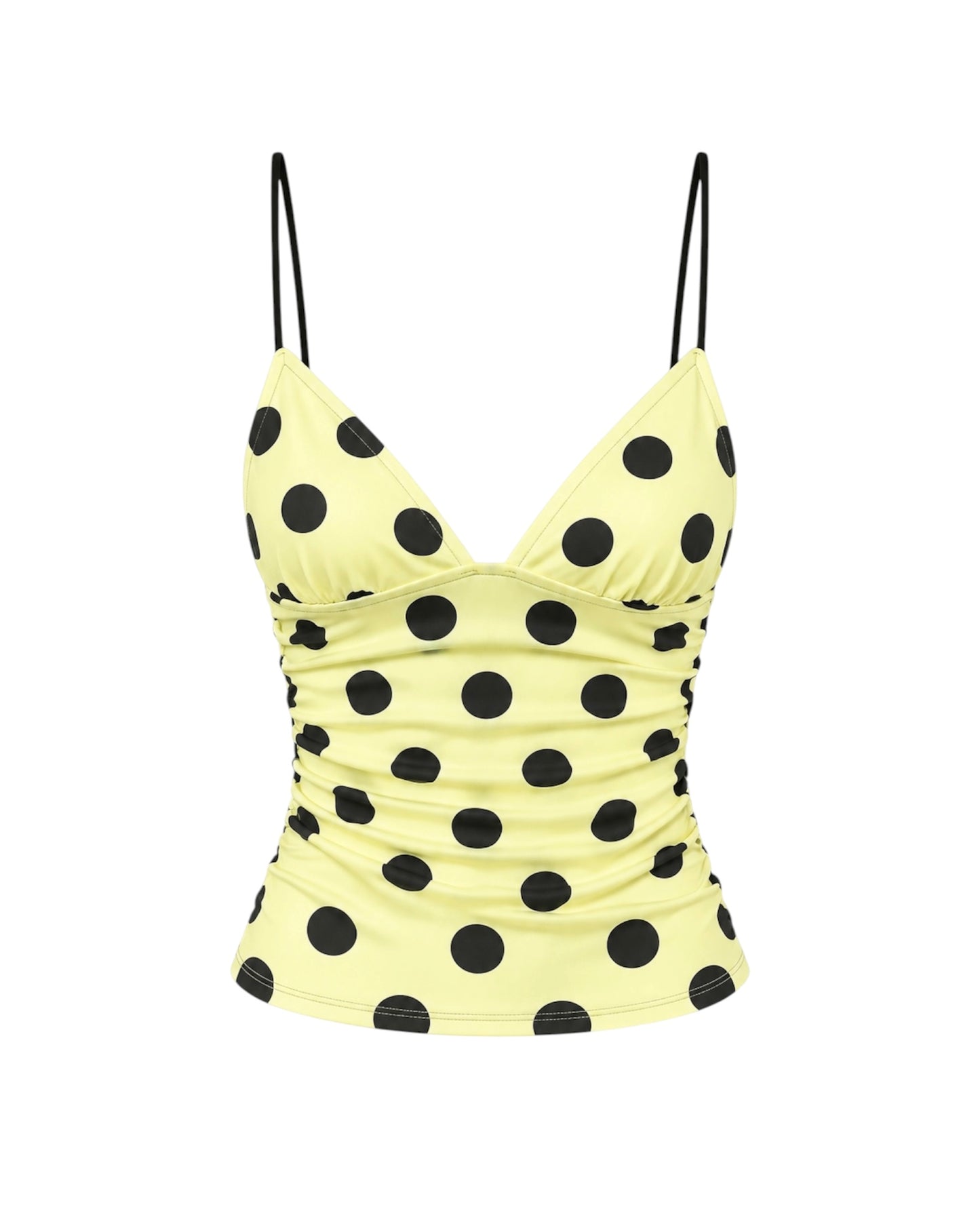 YELLOW POLKA DOTS MESH TOP