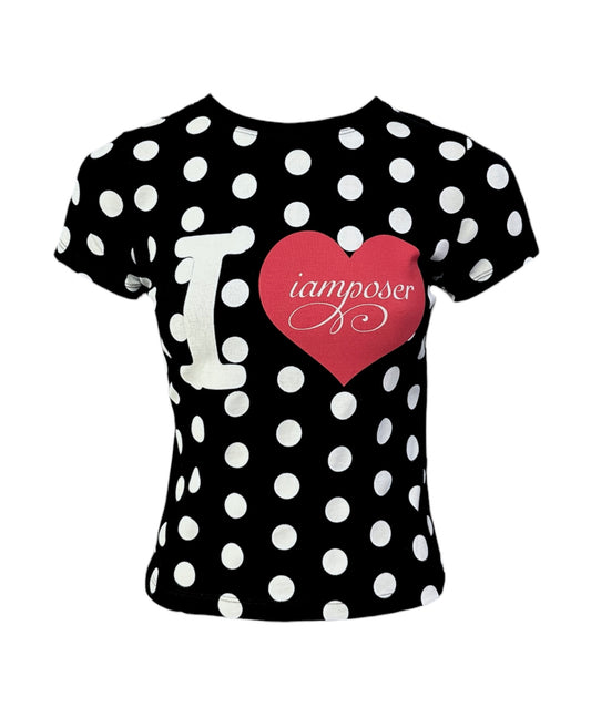 POLKA DOTS BLACK BABY TEE