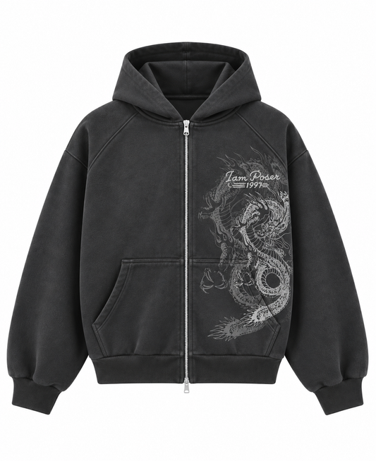 DRAGON GREY ZIP HOODIE
