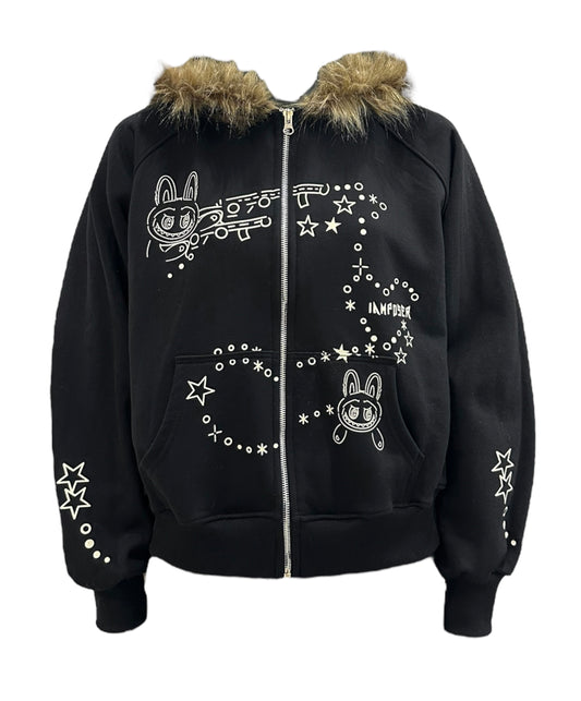 LABUBU LOVE HARD ZIP HOODIE