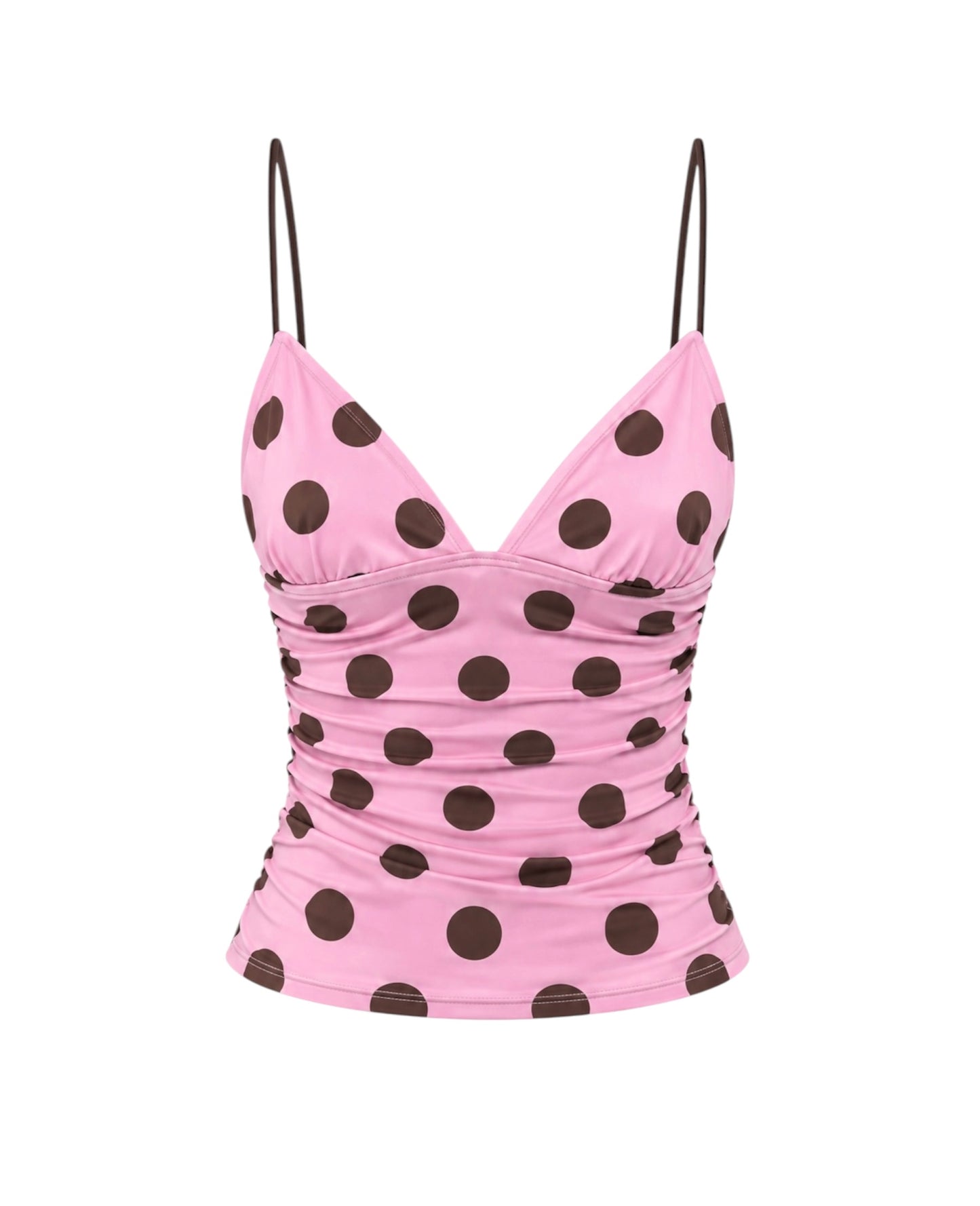 PINK POLKA DOTS MESH TOP