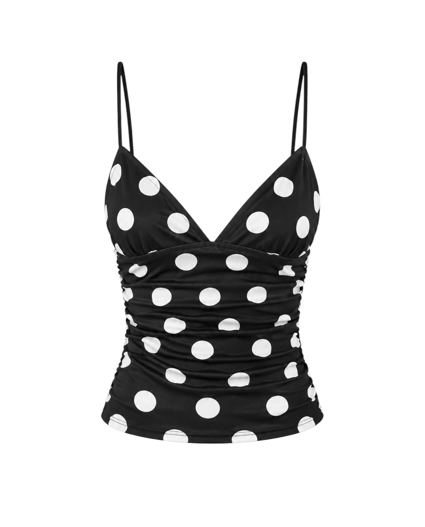BLACK POLKA DOTS MESH TOP