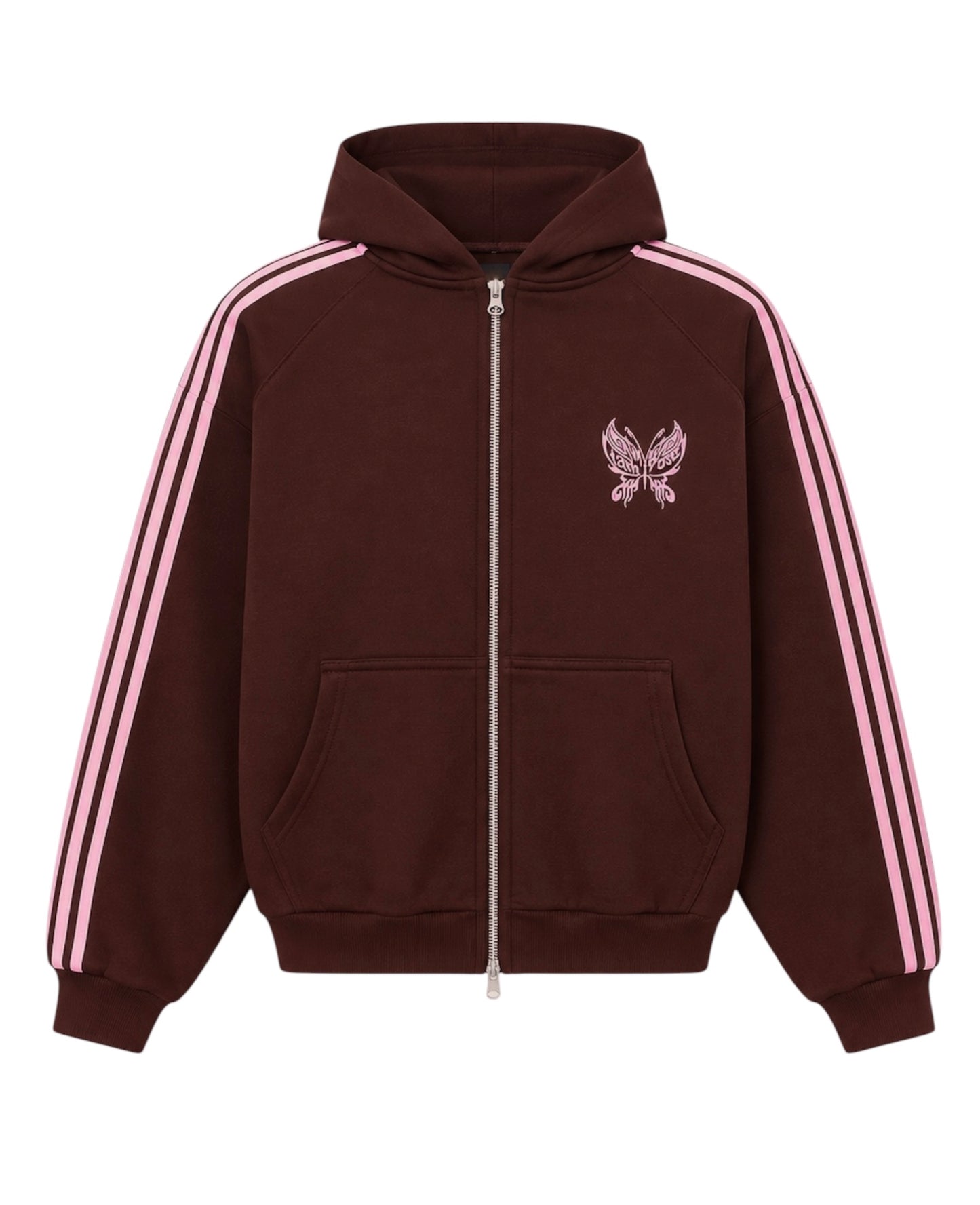 BUTTERFLY BROWN STRIPES ZIPHOODIE
