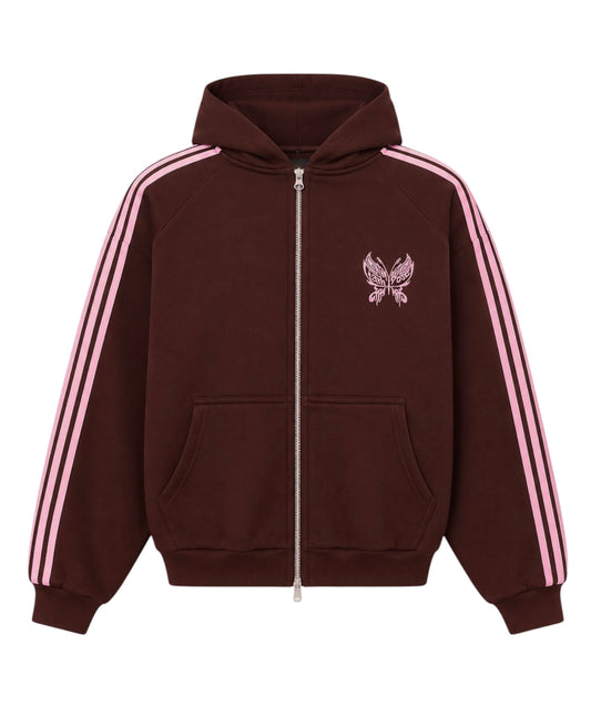 BUTTERFLY BROWN STRIPES ZIPHOODIE