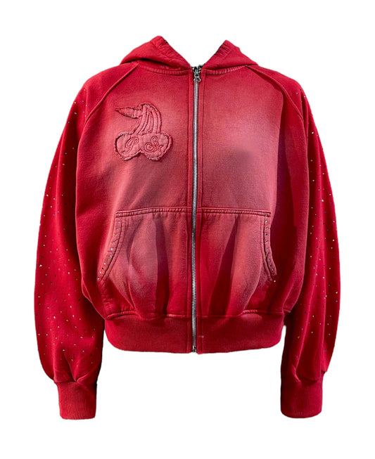BLING ACID RED ZIP HOODIE