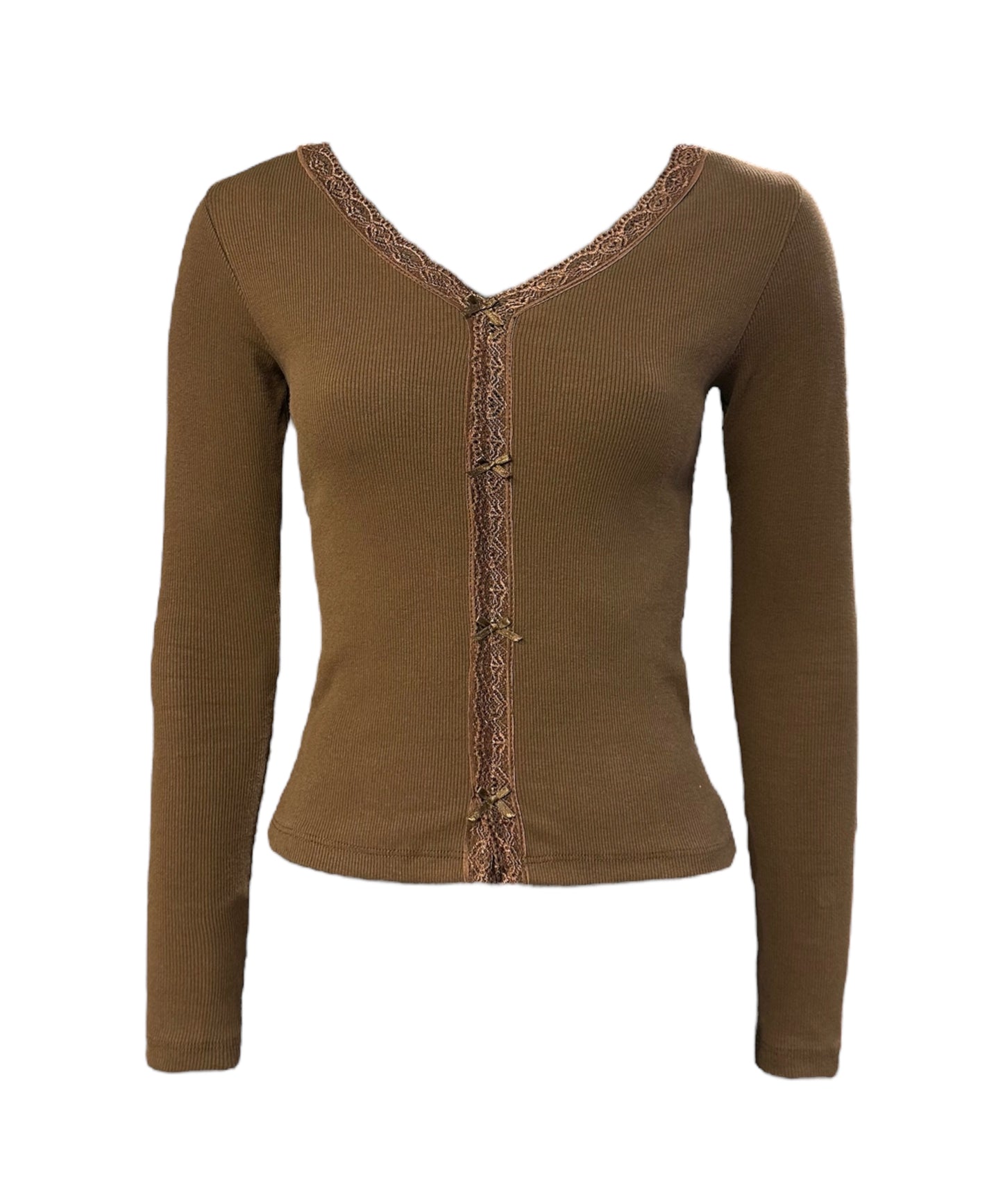 RIB V BROWN TOP
