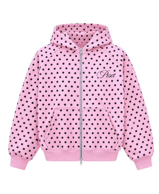 POLKA DOTS PINK ZIP HOODIE