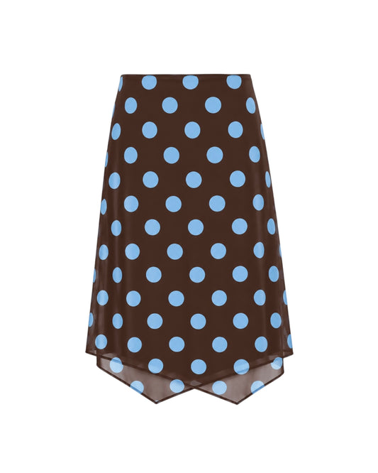 BROWN POLKA DOTS MESH SKIRT