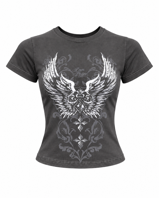 WINGS GREY BABY TEE