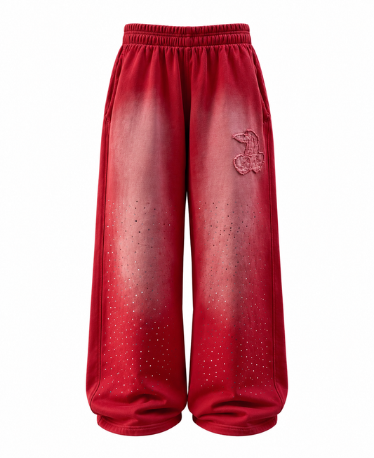 BLING ACID RED SWEATPANTS