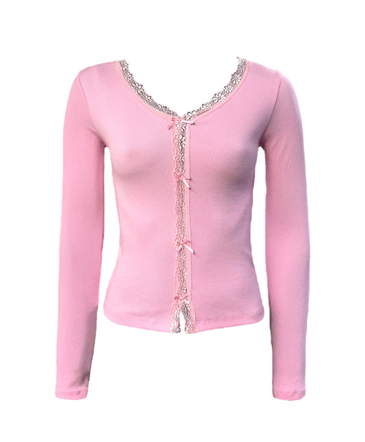 RIB V PINK TOP