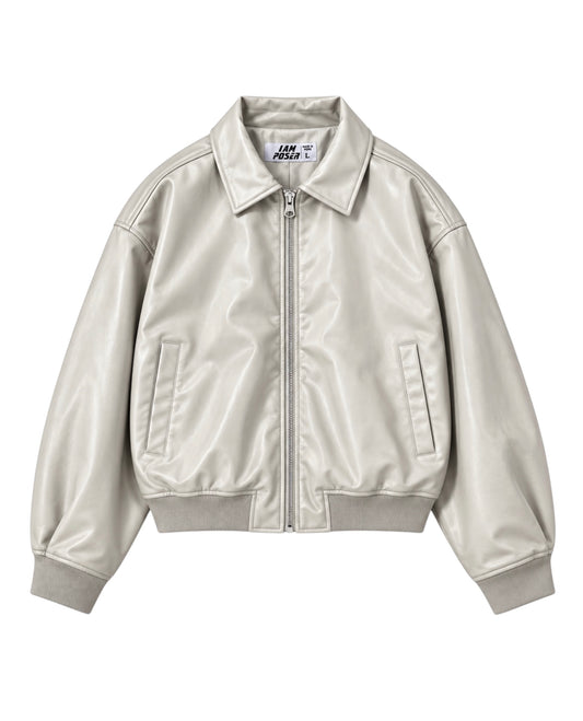 HAILEY LEATHER DARK WHITE JACKET